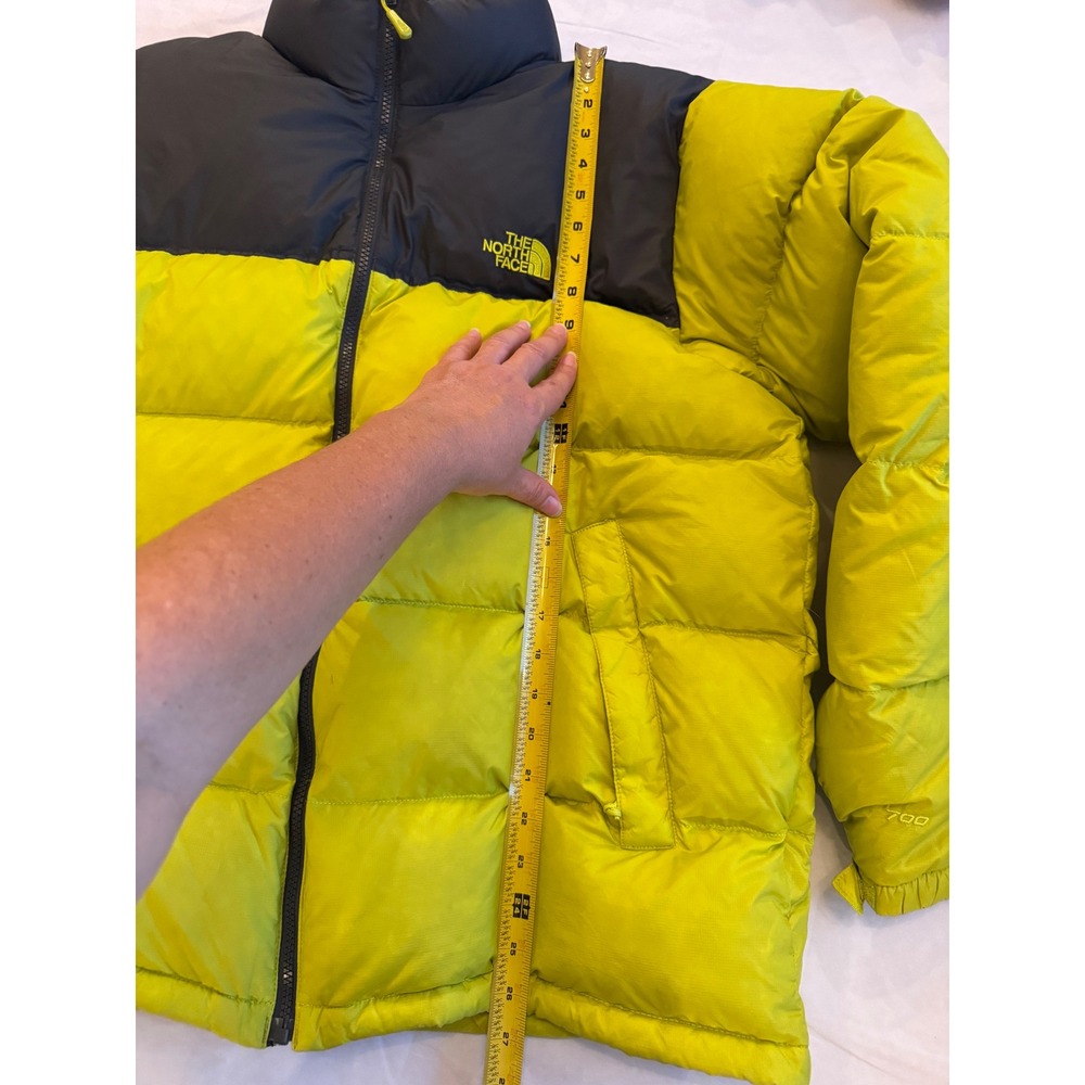 The North Face Nuptse 700 Down Puffer Jacket Men XL Neon yellow Black C759 retro - Picture 12 of 16